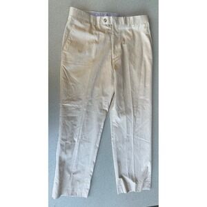 Alan Flusser Mens Beige Khaki Flat Front Cotton Chino Dress Pants 34x29